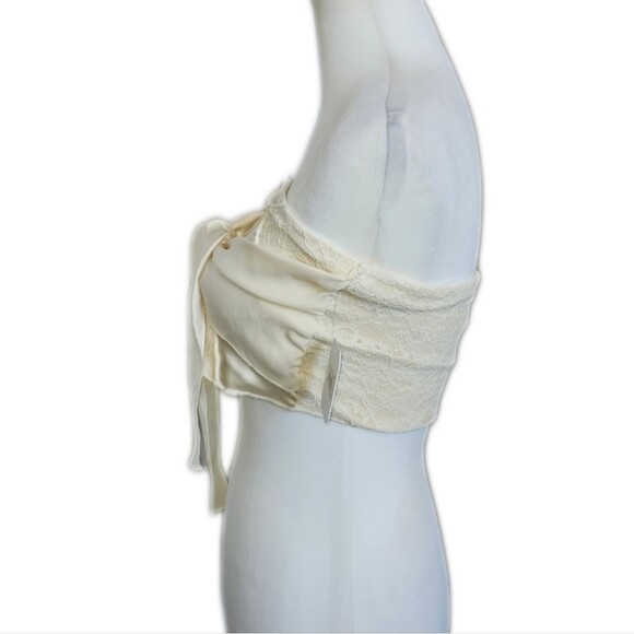 Altar'd State NWT Ivory Strapless Tube Top, Lace Overlay, Tie Bow, Small - Picture 2 of 9